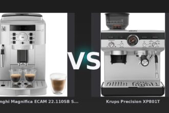 Vergleich: De'Longhi Magnifica ECAM 22.110SB Silber vs Krups Precision XP801T - De'Longhi Magnifica ECAM 22.110SB vs Krups Precision XP801T: Der clevere Vollautomat mit Mehrwerten