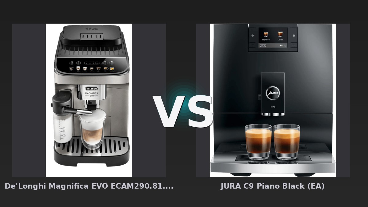 Vergleich: De'Longhi Magnifica EVO ECAM290.81.TB vs JURA C9 Piano Black (EA) - De'Longhi Magnifica EVO vs. JURA C9: Komfort und Individualität haben ihren Preis