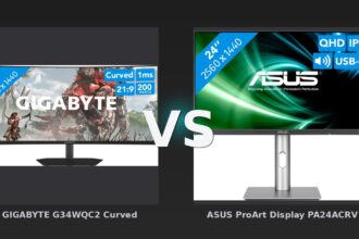 Vergleich: GIGABYTE G34WQC2 Curved vs ASUS ProArt Display PA24ACRV - Gigabyte G34WQC2 vs ASUS ProArt PA24ACRV: Ultra-Wide Gaming trifft auf professionelle Farbtreue