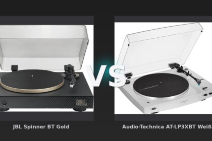 Vergleich: JBL Spinner BT Gold vs Audio-Technica AT-LP3XBT Weiß - JBL Spinner BT Gold vs. Audio-Technica AT-LP3XBT: Bluetooth-Plattenspieler im Vergleich