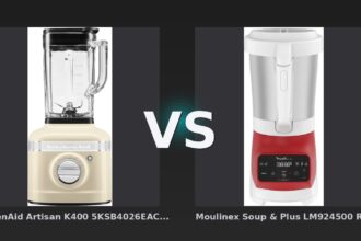 Vergleich: KitchenAid Artisan K400 5KSB4026EAC Crème vs Moulinex Soup & Plus LM924500 Rot - KitchenAid Artisan K400 vs. Moulinex Soup & Plus: Standmixer im Preis-Leistungs-Vergleich