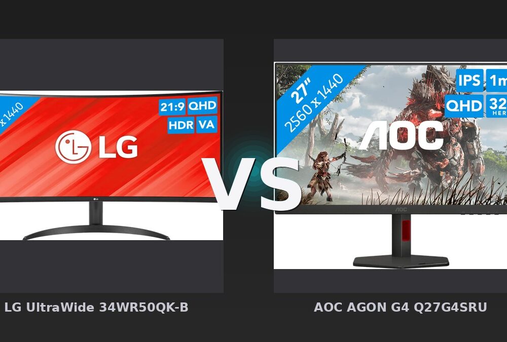 Vergleich: LG UltraWide 34WR50QK-B vs AOC AGON G4 Q27G4SRU - LG 34WR50QK-B vs. AOC AGON G4 Q27G4SRU: Ultrawide oder High-Refresh-QHD?