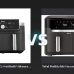 Vergleich: Ninja DualZone XL-Heißluftfritteuse mit 9,5 l Fassungsvermögen und 2 Schubladen in Grau | DZ901EU | vs Tefal Heißluftfritteuse "Dual Easy Fry XXL EY942H" 11 l, anthrazit - Ninja DualZone XL vs Tefal Dual Easy Fry XXL: Preis-Leistungs-Duell der XXL-Heißluftfritteusen
