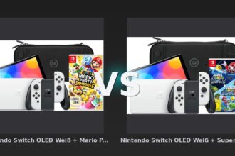 Vergleich: Nintendo Switch OLED Weiß + Mario Party Jamboree + BlueBuilt Schutzhülle vs Nintendo Switch OLED Weiß + Super Mario Galaxy 1+2 + BlueBuilt Schutzhülle - Nintendo Switch OLED Bundle: Mario Party Jamboree vs. Super Mario Galaxy 1+2