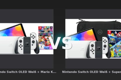 Vergleich: Nintendo Switch OLED Weiß + Mario Kart 8 Deluxe vs Nintendo Switch OLED Weiß + Super Mario Galaxy 1+2 + BlueBuilt Schutzhülle - Nintendo Switch OLED Bundles im Vergleich: Mario Kart vs. Super Mario Galaxy + Schutzhülle