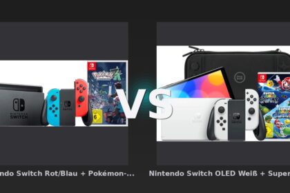 Vergleich: Nintendo Switch Rot/Blau + Pokémon-Legenden: Z-A vs Nintendo Switch OLED Weiß + Super Mario Galaxy 1+2 + BlueBuilt Schutzhülle - Nintendo Switch vs Switch OLED Bundle: Pokémon oder Mario – welches Handheld-Paket überzeugt?