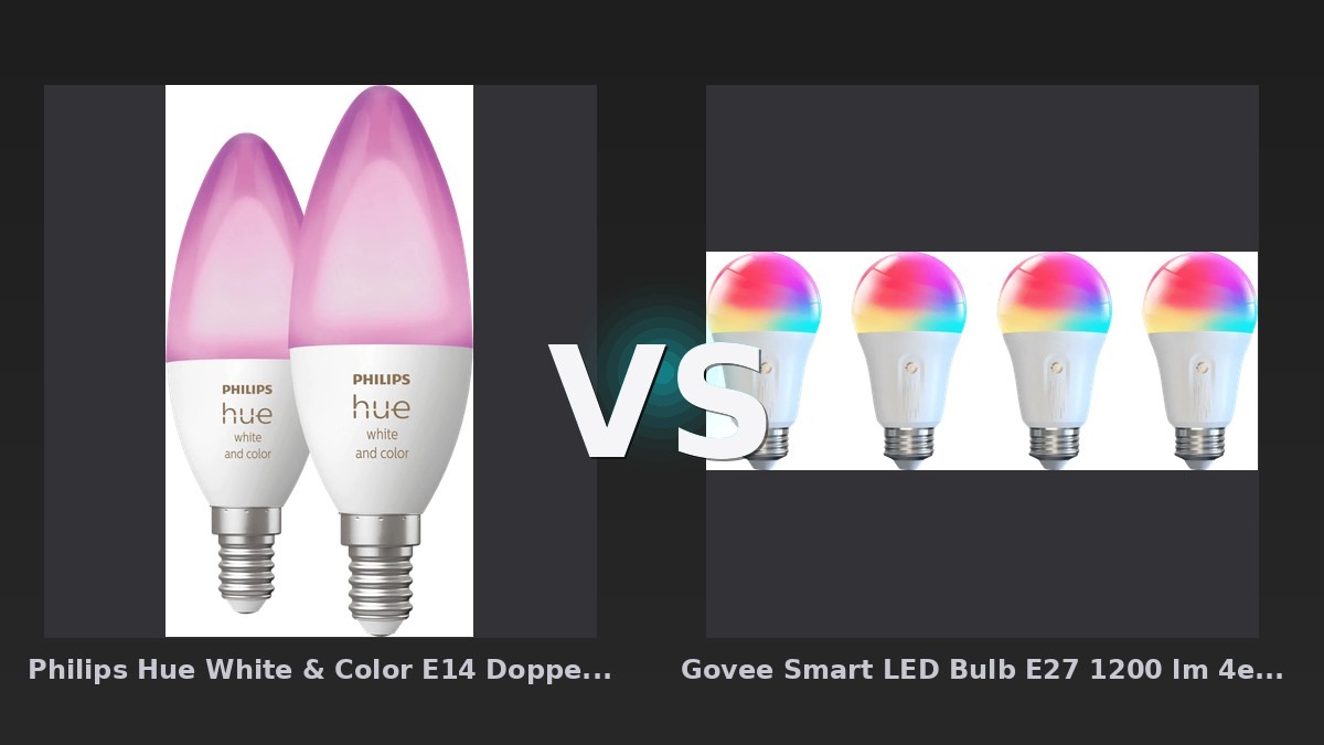 Vergleich: Philips Hue White & Color E14 Doppelpack vs Govee Smart LED Bulb E27 1200 lm 4er-Pack - Philips Hue vs Govee Smart Lampen: Preis-Leistungs-Vergleich 2026