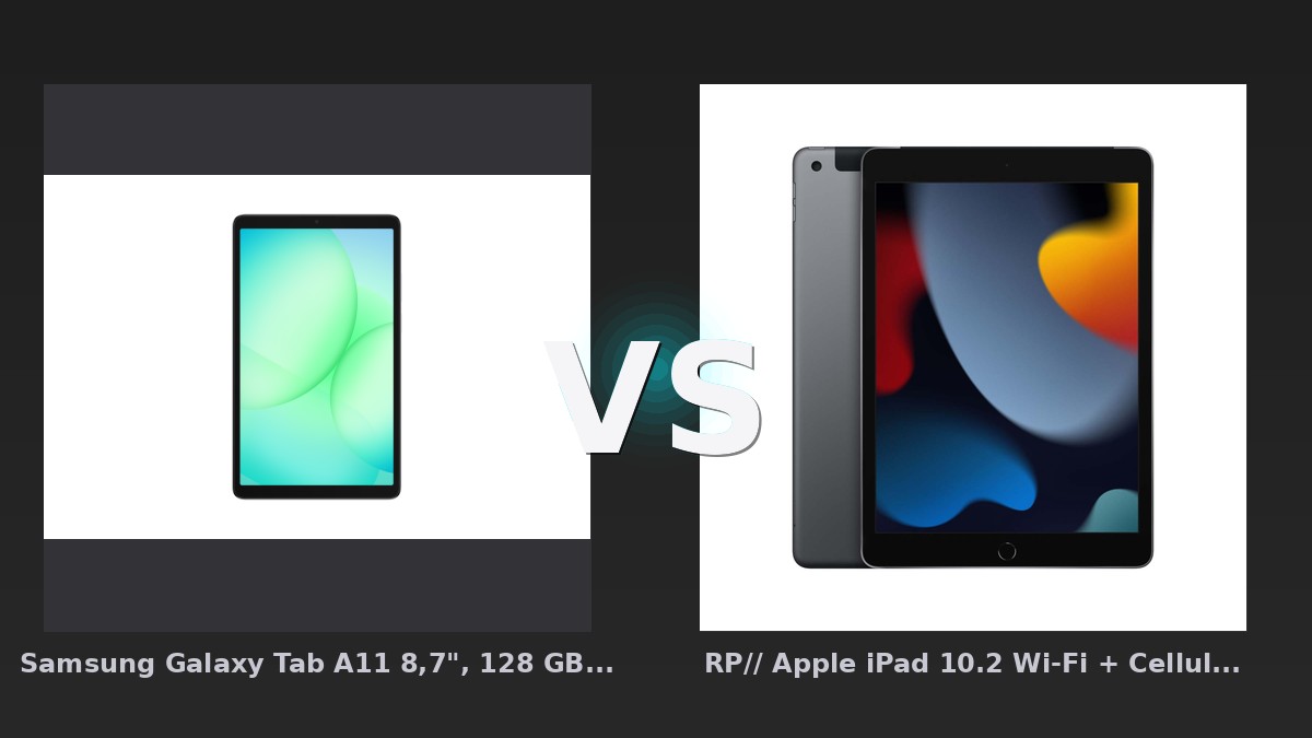 Vergleich: Samsung Galaxy Tab A11 8,7", 128 GB Silver vs RP// Apple iPad 10.2 Wi-Fi + Cellular 256GB spacegrau 9.Gen - Samsung Galaxy Tab A11 (8,7 Zoll) vs Apple iPad 10.2 (9. Gen): Der Preis-Leistungs-Vergleich