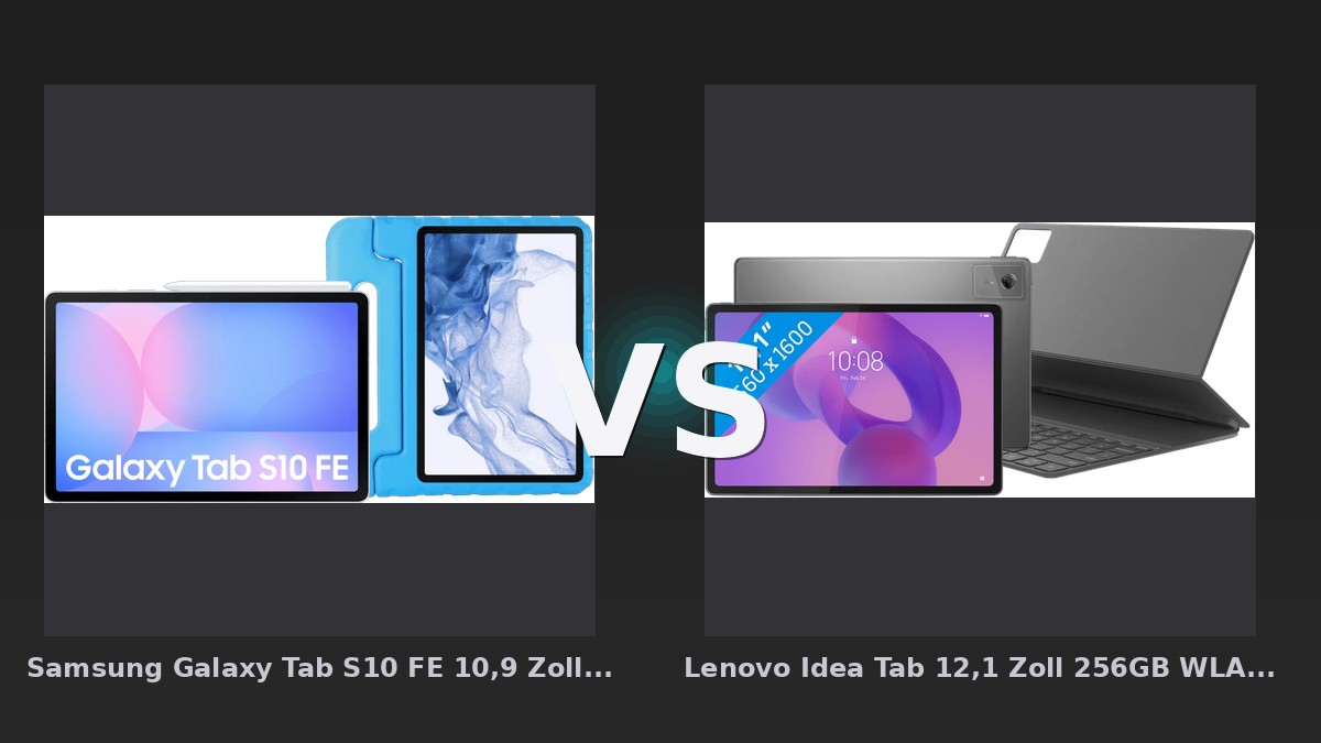 Vergleich: Samsung Galaxy Tab S10 FE 10,9 Zoll 128GB Wi-Fi Hellblau + Just in Case Kids Cover Blau vs Lenovo Idea Tab 12,1 Zoll 256GB WLAN Grau mit Stylus + Tastaturhülle AZERTY - Samsung Galaxy Tab S10 FE vs Lenovo Idea Tab: Preis-Leistungs-Kräfte messen sich
