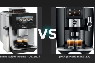 Vergleich: Siemens EQ900 iAroma TQ925E03 vs JURA J8 Piano Black (EA) - Siemens EQ900 vs JURA J8: Der Vollautomaten-Vergleich
