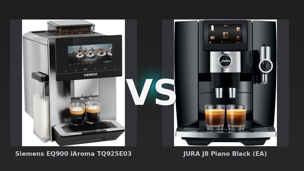Vergleich: Siemens EQ900 iAroma TQ925E03 vs JURA J8 Piano Black (EA) - Siemens EQ900 vs JURA J8: Der Vollautomaten-Vergleich