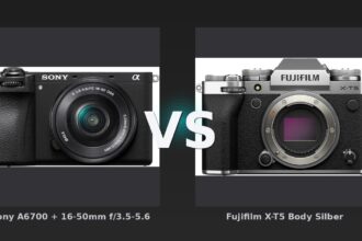 Vergleich: Sony A6700 + 16-50mm f/3.5-5.6 vs Fujifilm X-T5 Body Silber - Sony A6700 vs. Fujifilm X-T5: APS-Klasse mit unterschiedlichen Philosophien