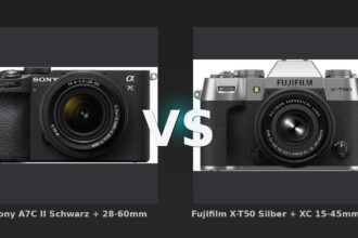 Vergleich: Sony A7C II Schwarz + 28-60mm vs Fujifilm X-T50 Silber + XC 15-45mm f/3.5-5.6 OIS PZ - Sony A7C II vs. Fujifilm X-T50: Vollformat oder Hochauflösender APS-C?