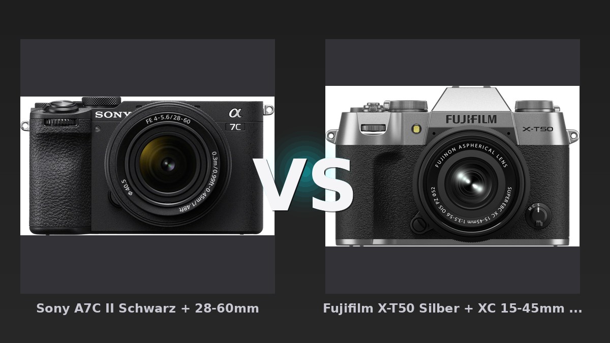 Vergleich: Sony A7C II Schwarz + 28-60mm vs Fujifilm X-T50 Silber + XC 15-45mm f/3.5-5.6 OIS PZ - Sony A7C II vs. Fujifilm X-T50: Vollformat oder Hochauflösender APS-C?