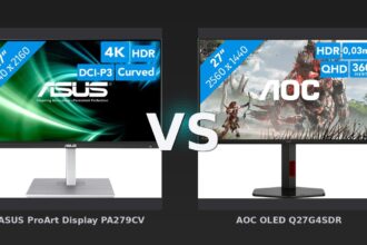 Vergleich: ASUS ProArt Display PA279CV vs AOC OLED Q27G4SDR - ASUS ProArt PA279CV vs. AOC OLED Q27G4SDR: Präzision trifft auf Gaming-Performance