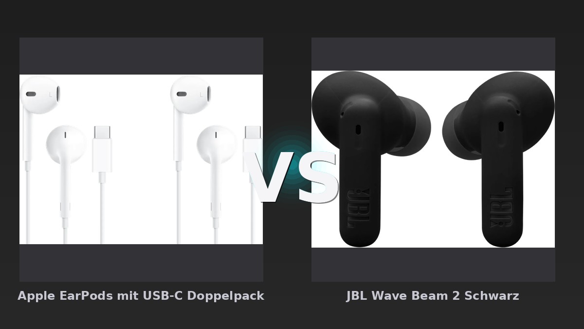 Vergleich: Apple EarPods mit USB-C Doppelpack vs JBL Wave Beam 2 Schwarz - Apple EarPods USB-C vs. JBL Wave Beam 2: Kabel-Klassiker gegen True-Wireless-Modernität