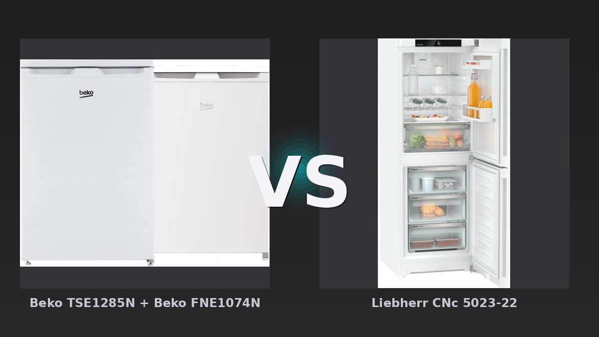 Vergleich: Beko TSE1285N + Beko FNE1074N vs Liebherr CNc 5023-22 - Beko Duo vs. Liebherr CNc 5023: Preis-Leistungs-Duell der Großkühlschränke