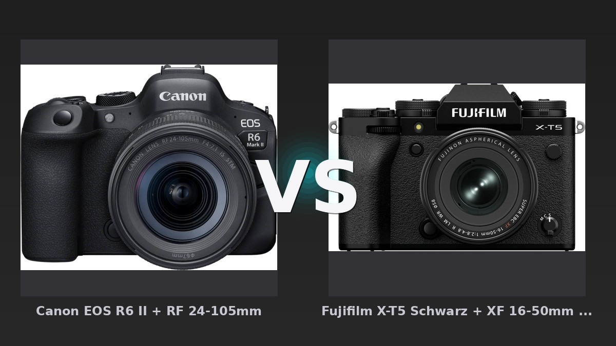 Vergleich: Canon EOS R6 II + RF 24-105mm vs Fujifilm X-T5 Schwarz + XF 16-50mm f/2.8-4.8 R LM WR - Canon EOS R6 II vs. Fujifilm X-T5: Der Kampf der Kit-Könige 2026