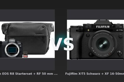 Vergleich: Canon EOS R8 Starterset + RF 50 mm f/1.8 STM vs Fujifilm X-T5 Schwarz + XF 16-50mm f/2.8-4.8 R LM WR - Canon EOS R8 vs. Fujifilm X-T5: Der Kampf der kompakten Vollformat- und APS-C-Flaggschiffe 2026