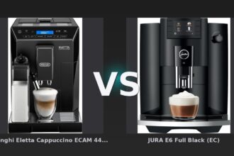 Vergleich: De'Longhi Eletta Cappuccino ECAM 44.660.B Schwarz vs JURA E6 Full Black (EC) - De'Longhi Eletta vs. JURA E6: Der Preis-Leistungs-Kampf der Vollautomaten
