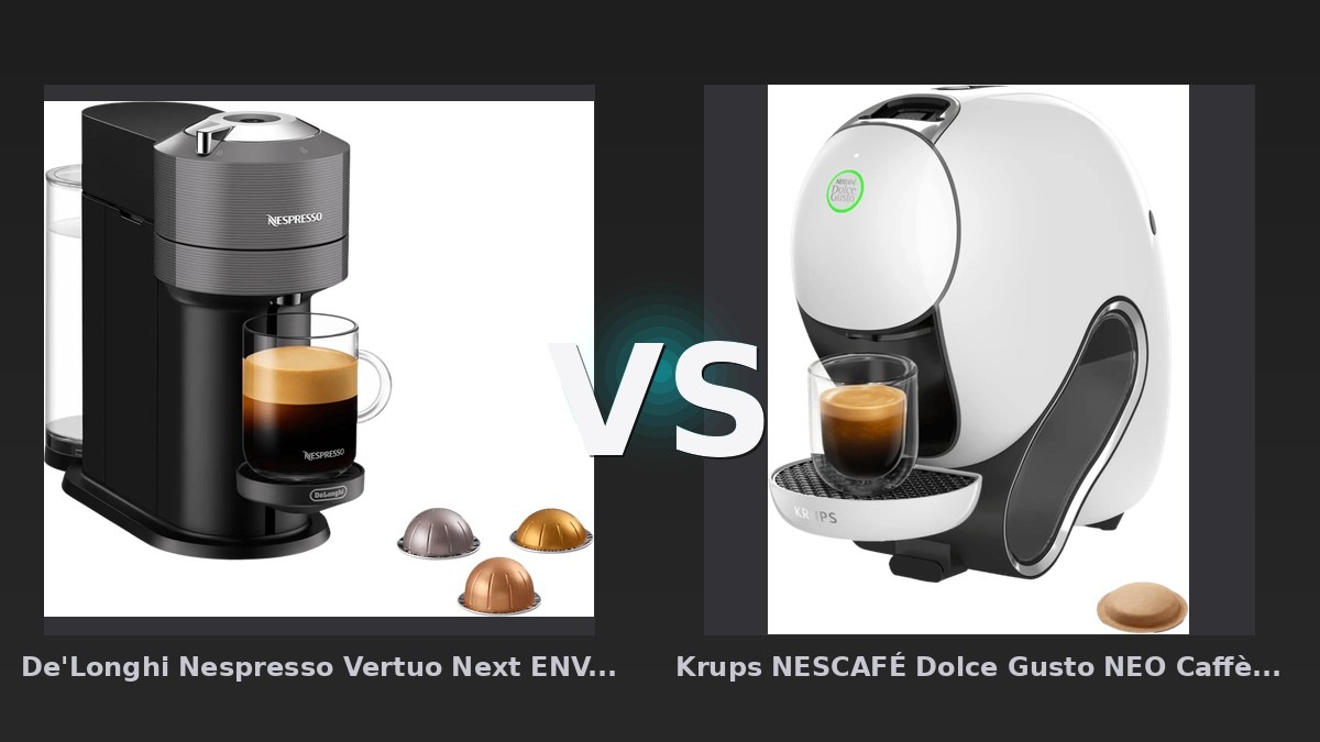 Vergleich: De'Longhi Nespresso Vertuo Next ENV120.GY vs Krups NESCAFÉ Dolce Gusto NEO Caffè YY5677 - De'Longhi Vertuo Next vs. Krups Dolce Gusto NEO: Der Kapsel-Krieg 2026
