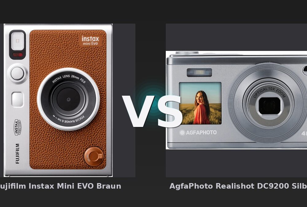 Vergleich: Fujifilm Instax Mini EVO Braun vs AgfaPhoto Realishot DC9200 Silber - Fujifilm Instax Mini EVO vs. AgfaPhoto Realishot DC9200: Sofortbild-Duell der Generationen