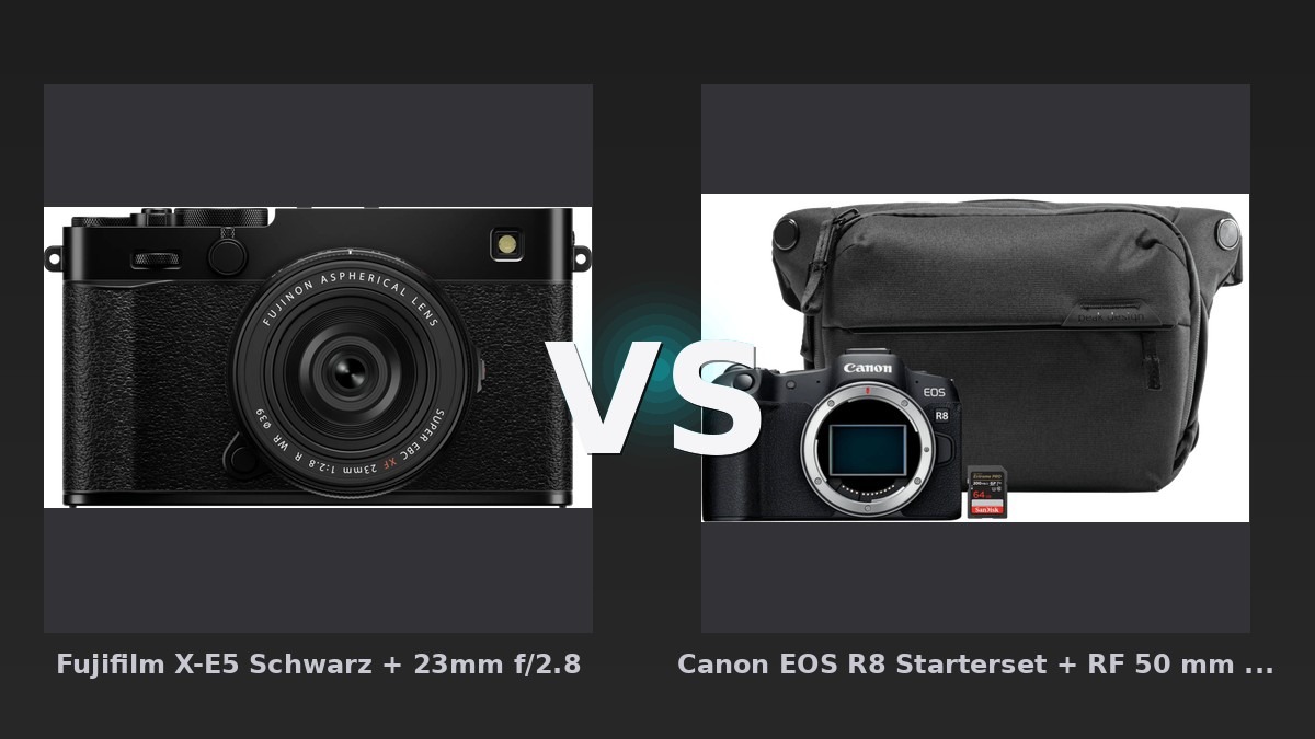 Vergleich: Fujifilm X-E5 Schwarz + 23mm f/2.8 vs Canon EOS R8 Starterset + RF 50 mm f/1.8 STM - Fujifilm X-E5 vs. Canon EOS R8: Der Kampf zwischen Retro-Charme und Vollformat-Power