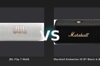 Vergleich: JBL Flip 7 Weiß vs Marshall Emberton III BT Black & Brass - JBL Flip 7 vs. Marshall Emberton III: Der Kampf der kompakten Bluetooth-Lautsprecher