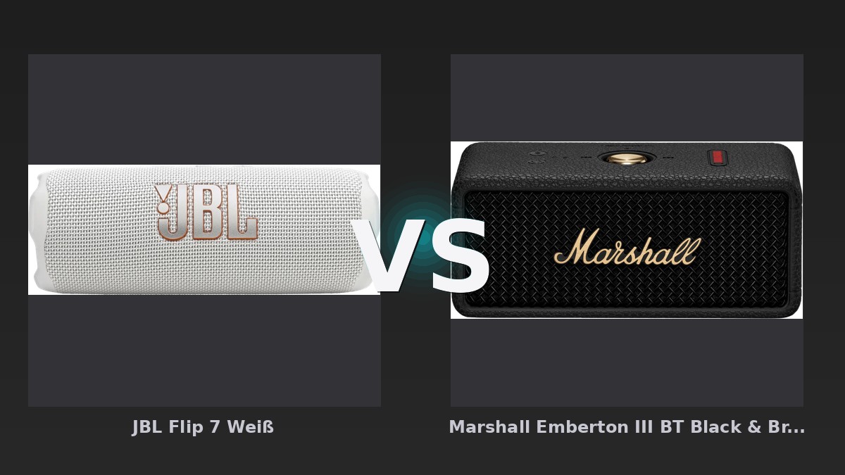 Vergleich: JBL Flip 7 Weiß vs Marshall Emberton III BT Black & Brass - JBL Flip 7 vs. Marshall Emberton III: Der Kampf der kompakten Bluetooth-Lautsprecher