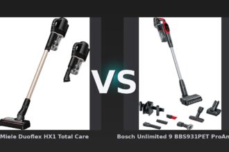 Vergleich: Miele Duoflex HX1 Total Care vs Bosch Unlimited 9 BBS931PET ProAnimal - Miele Duoflex HX1 Total Care vs. Bosch Unlimited 9 BBS931PET ProAnimal: Der Kampf der Akku-Stabstaub