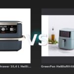 Vergleich: Ninja Foodi FlexDrawer 10,4 L Heißluftfritteuse in Dunkelblau | AF500EUCYD | von SharkNinja vs GreenPan Heißluftfritteuse "Bistro" 1 Korb 7,2 l, blau - Ninja Foodi FlexDrawer vs. GreenPan Bistro: Der Flexibilitäts-Check
