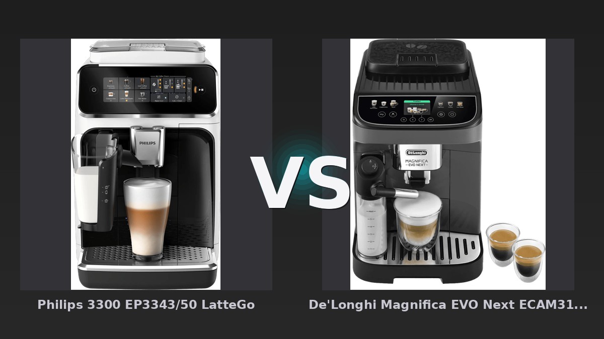 Vergleich: Philips 3300 EP3343/50 LatteGo vs De'Longhi Magnifica EVO Next ECAM310.60.GB - Philips 3300 EP3343/50 vs. De'Longhi Magnifica EVO Next: Der Milchschaum-Showdown