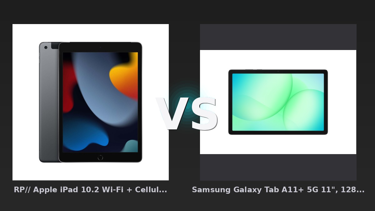 Vergleich: RP// Apple iPad 10.2 Wi-Fi + Cellular 256GB spacegrau 9.Gen vs Samsung Galaxy Tab A11+ 5G 11", 128 GB Gray - Apple iPad 10.2 (9. Gen) vs. Samsung Galaxy Tab A11+ 5G: Der Preis-Leistungs-Kampf der Einsteiger-Ta