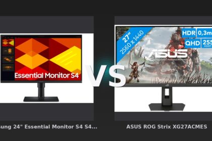 Vergleich: Samsung 24" Essential Monitor S4 S40GD FHD 100Hz mit Lautsprecher, 24 Schwarz vs ASUS ROG Strix XG27ACMES - Samsung S40GD vs. ASUS ROG Strix XG27ACMES: Büro-Allrounder gegen Gaming-Spezialist