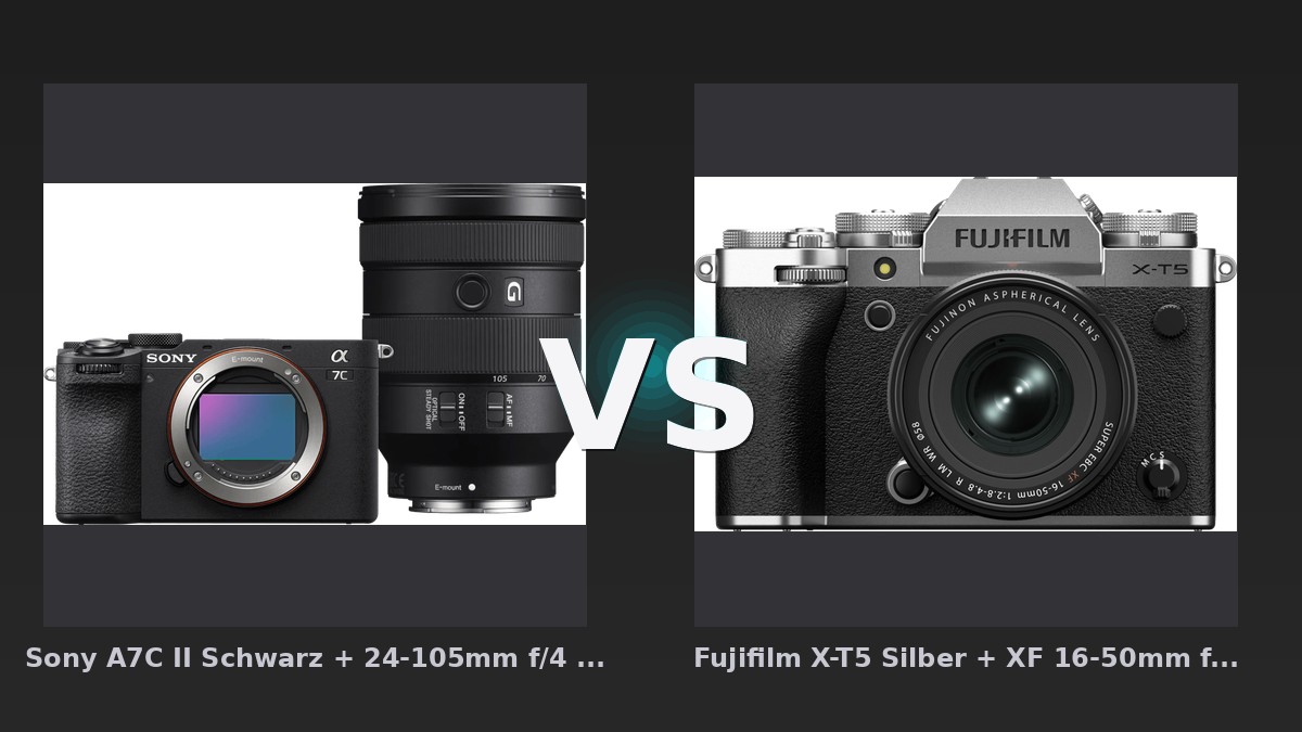 Vergleich: Sony A7C II Schwarz + 24-105mm f/4 G OSS vs Fujifilm X-T5 Silber + XF 16-50mm f/2.8-4.8 R LM WR - Sony A7C II vs. Fujifilm X-T5: Vollformat-Kompaktheit trifft APS-C-Leistung